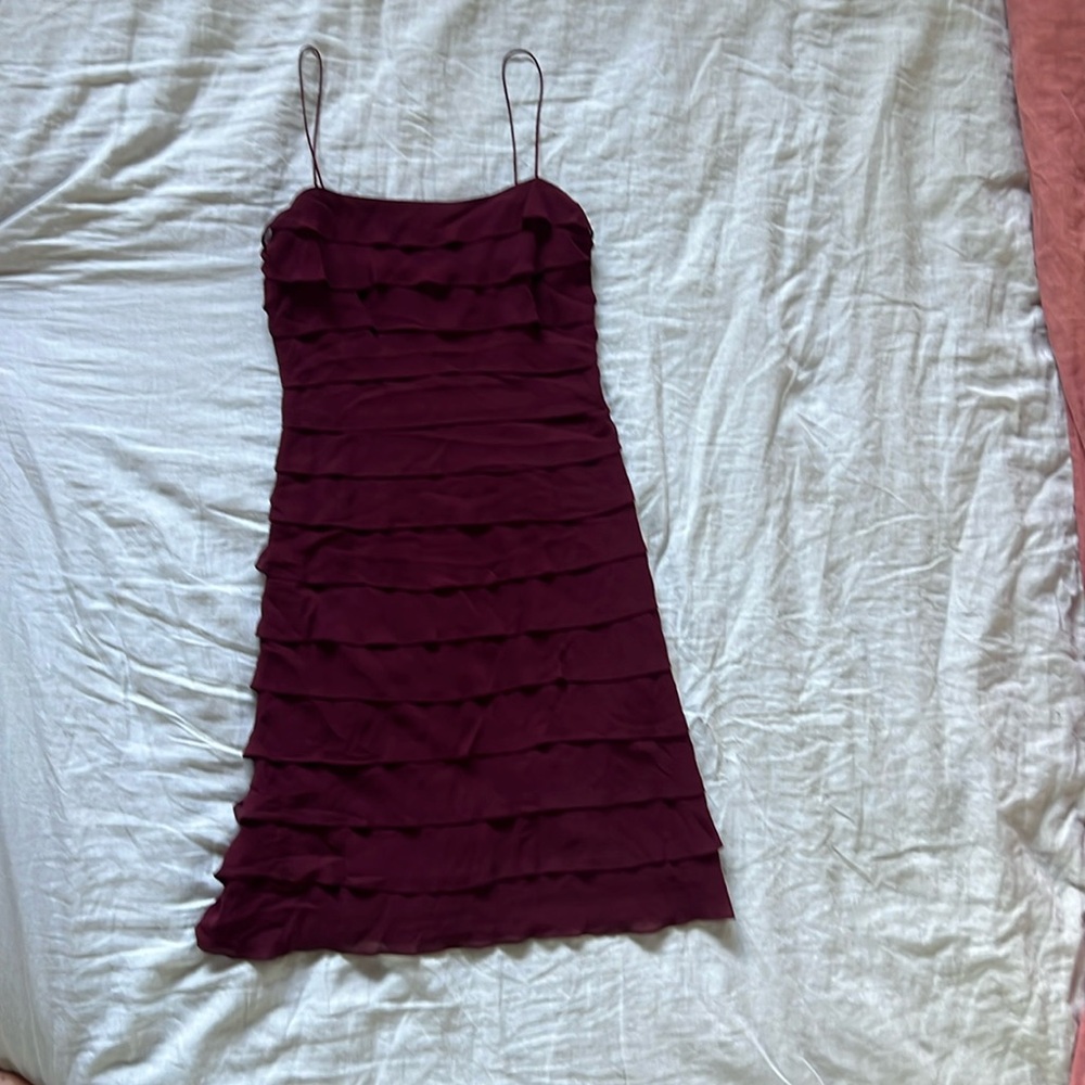 Silk purple dress with ruffles - Picture 3 of 4